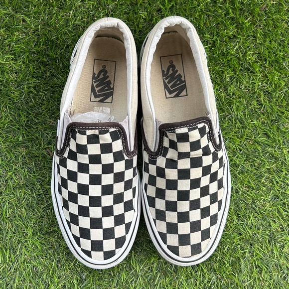 Vans Black and White Checkered Slip-On Sneakers - Picture 1 of 7